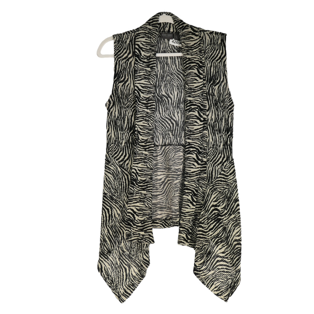 Additions by Chicos Sweater Vest Women Size 0 Small Black White Stretch Textured